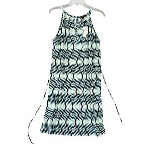 Banana Republic Blue Black Dress NEW $69 Stretch Sleeveless Tie Sundress Women M